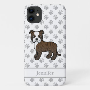 Gebruinde En Witte Engelse Staffie Hond & Naam Case-Mate iPhone Case