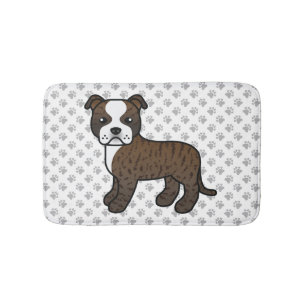 Gebruinde En Witte Staffie Schattige Cartoon Hond Badmat