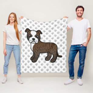 Gebruinde En Witte Staffie Schattige Cartoon Hond  Fleece Deken