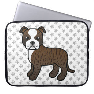 Gebruinde En Witte Staffie Schattige Cartoon Hond  Laptop Sleeve