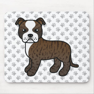 Gebruinde En Witte Staffie Schattige Cartoon Hond  Muismat