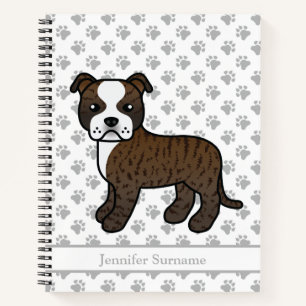 Gebruinde En Witte Staffie Schattige Cartoon Hond Notitieboek