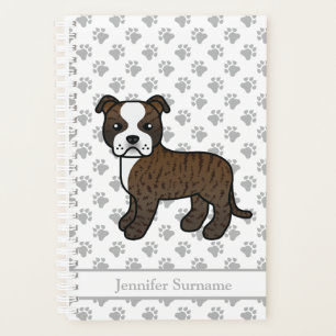 Gebruinde En Witte Staffie Schattige Cartoon Hond  Planner