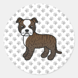 Gebruinde En Witte Staffordshire Bull Terrier Hond Ronde Sticker