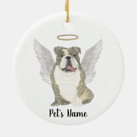Gebruinde Engelse Bulldog Herdenkings Sympathie Keramisch Ornament (Achterkant)