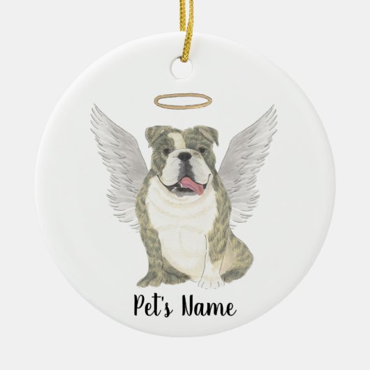Gebruinde Engelse Bulldog Sympathie Herdenking Keramisch Ornament (Voorkant)