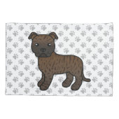 Gebruinde Engelse Staffie Schattige Cartoon Hond & Kussensloop (Achterkant)