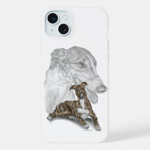 Gebruinde Greyhound-hond kunst iPhone 15 Plus Case