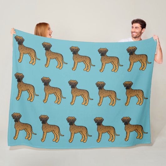 Gebruinde Groot Dane Honden Patroon Op Grijs Fleece Deken (In situ)