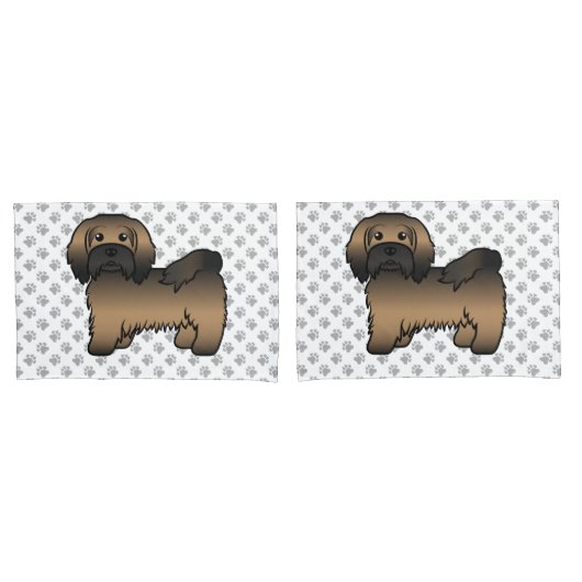 Gebruinde Havanese Mooie Cartoon Hond Illustratie Kussensloop (Voorkant-Set)