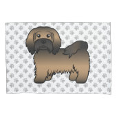 Gebruinde Havanese Mooie Cartoon Hond Illustratie Kussensloop (Voorkant-Links)