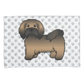 Gebruinde Havanese Mooie Cartoon Hond Illustratie Kussensloop (Voorkant-Rechts)