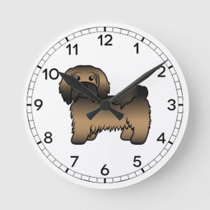 Gebruinde Havanese Mooie Cartoon Hond Illustratie Ronde Klok