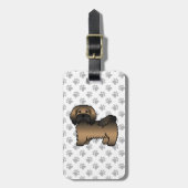 Gebruinde Havanese Mopshond & Aangepaste Tekst Bagagelabel (Voorkant verticaal)