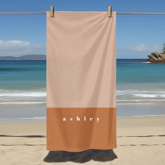 Gebruinde kleurblokken gepersonaliseerd strandlaken