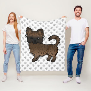 Gebruinde Langharige Chihuahua Cartoon Hond & Poot Fleece Deken