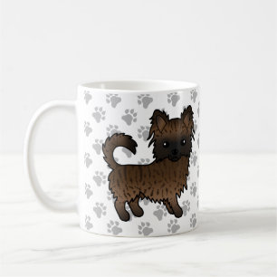 Gebruinde Langharige Chihuahua Cartoon Hond & Poot Koffiemok