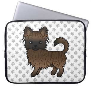 Gebruinde Langharige Chihuahua Cartoon Hond & Poot Laptop Sleeve