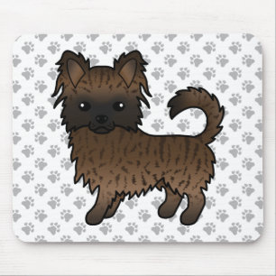 Gebruinde Langharige Chihuahua Cartoon Hond & Poot Muismat