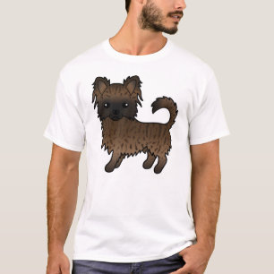 Gebruinde Langharige Chihuahua Cute Cartoon Hond T-shirt