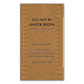 Gebruinde leder genaaid lijkt magnetisch visitekaartje (Voorkant Verticaal)