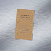 Gebruinde leder genaaid lijkt magnetisch visitekaartje (Voorbeeld)