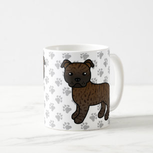 Gebruinde Staffordshire Bull Terrier Cartoon Hond Koffiemok