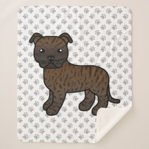 Gebruinde Staffordshire Bull Terrier Cartoon Hond Sherpa Deken