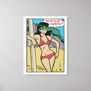 Gebruinde strandkonijn bikinimeisje • Wat is er, n Canvas Afdruk