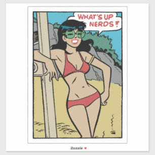 Gebruinde strandkonijn bikinimeisje • Wat is er, n Sticker