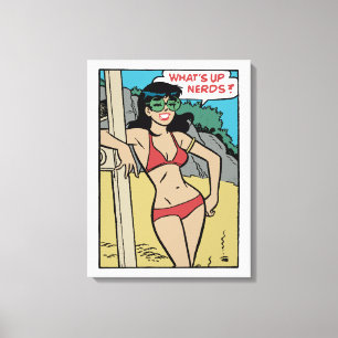 Gebruinde strandkonijn bikinimeisje • What's Up Ne Canvas Afdruk