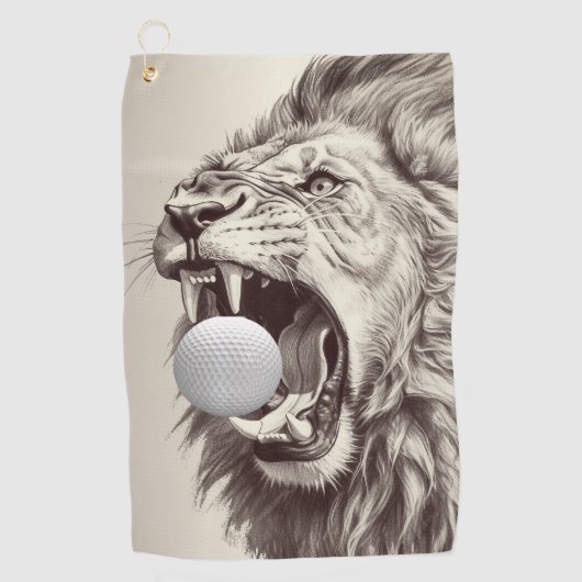 Gebrul van de Leeuw Golfbal vasthouden Golfhanddoek (Voorkant)