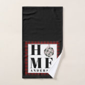 Gebufferde geruite ornament "Thuis" gepersonalisee Handdoek (Handdoek)