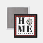 Gebufferde geruite ornament "Thuis" gepersonalisee Magneet (Voorkant / Achterkant)