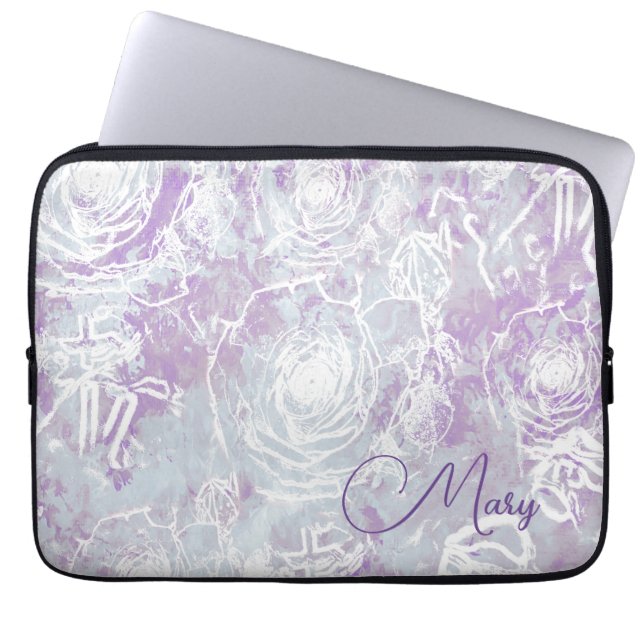 Gebundelde Rozen/lavendelgrijs Laptop Sleeve (Voorkant)