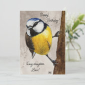 Geburtstag Karte mit Aquarell Blaumeise (Staand voorkant)