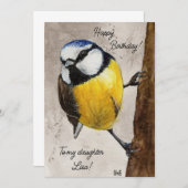 Geburtstag Karte mit Aquarell Blaumeise (Voorkant / Achterkant)