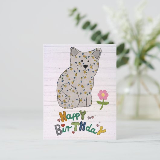 Geburtstag mit Katze Briefkaart (Staand voorkant)
