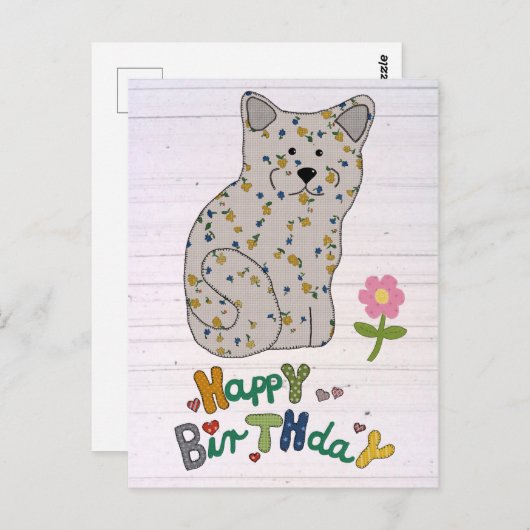 Geburtstag mit Katze Briefkaart (Voorkant / Achterkant)