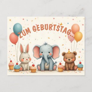 Geburtstagsfreude mit tierischen Freunden Feestdagenkaart