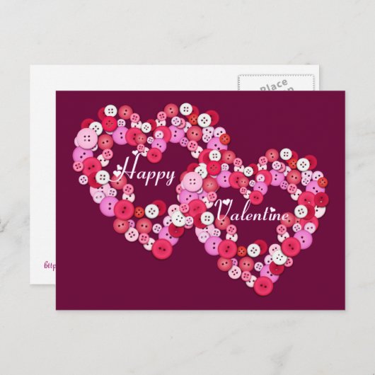 Gebuttonde harten briefkaart (Voorkant / Achterkant)
