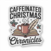 Gecaffeïneerde Kerstkronieken Knus Boek Sticker (Voorkant)
