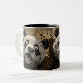 Gecaffeïneerde Panda Tweekleurige Koffiemok (Voorkant links)