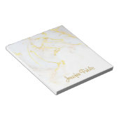 Gecalligrafeerde Elegant Sjabloon Gold White Marbl Notitieblok (Schuin)
