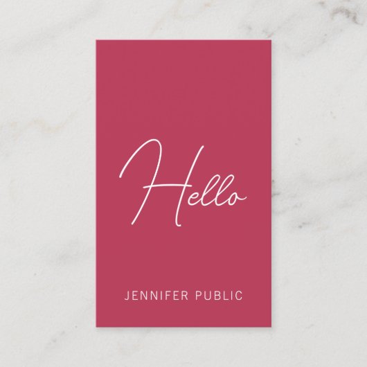 Gecalligrafeerde Hallo Visitekaartjes Moderne Vert (Voorkant)