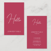 Gecalligrafeerde Hallo Visitekaartjes Moderne Vert (Voorkant / Achterkant)