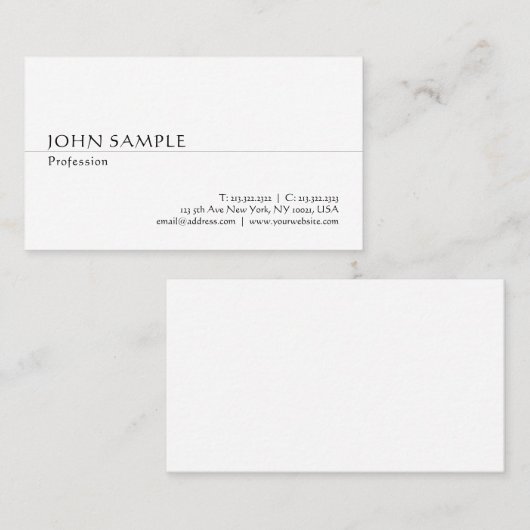 Gecalligrafeerde Moderne Witte Eenvoudige Koel Sja Visitekaartje (Voorkant / Achterkant)