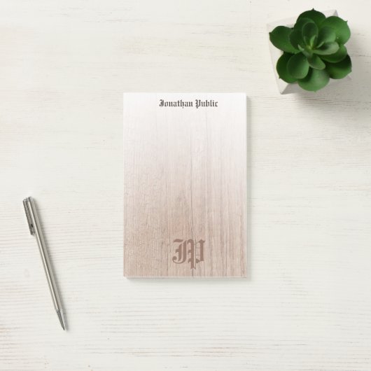 Gecalligrafeerde Monogram Sjabloon Aangepaste hout Post-it® Notes (Kantoor)