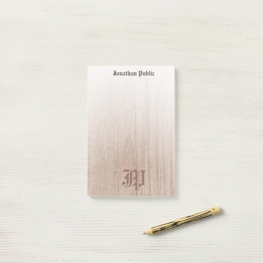 Gecalligrafeerde Monogram Sjabloon Aangepaste hout Post-it® Notes (Op bureau)
