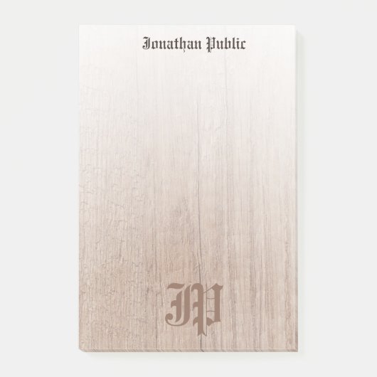 Gecalligrafeerde Monogram Sjabloon Aangepaste hout Post-it® Notes (Voorkant)
